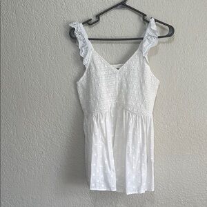 White Sleeveless Dress with Ruffle Straps